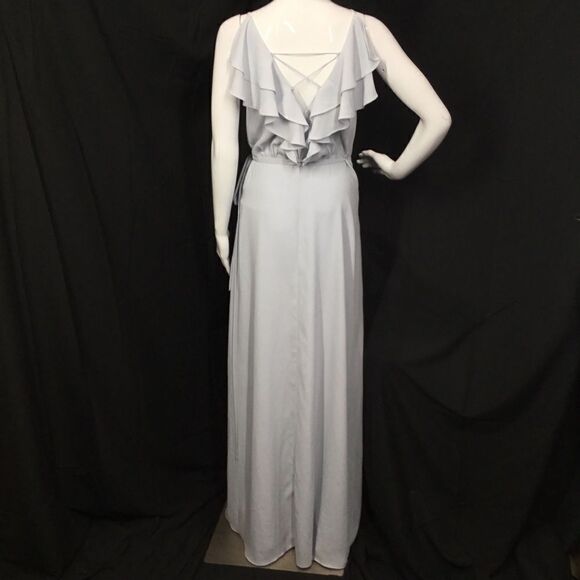 WAYF Jamie Ruffle Wrap Gown in Ocean Mist (G6) - Picture 3 of 7